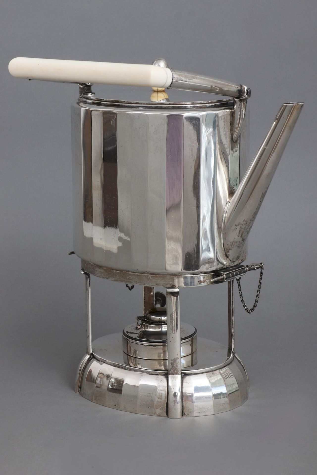 Silber Teekanne auf Rechaud, Gebrüder Friedländer um 1920 - Bild 2 aus 2