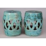 Paar Keramik-Hocker à la chinoise