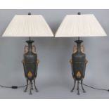 Paar Tischlampen mit Füßen in Form von Amphorengefäßen im Stile des Empire