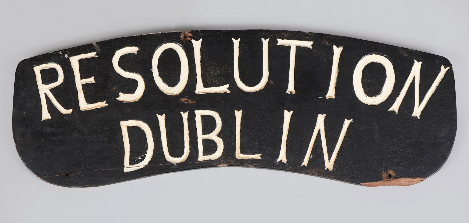 Schiffs (Namens-) Schild der ¨Resolution, Dublin¨, um 1930