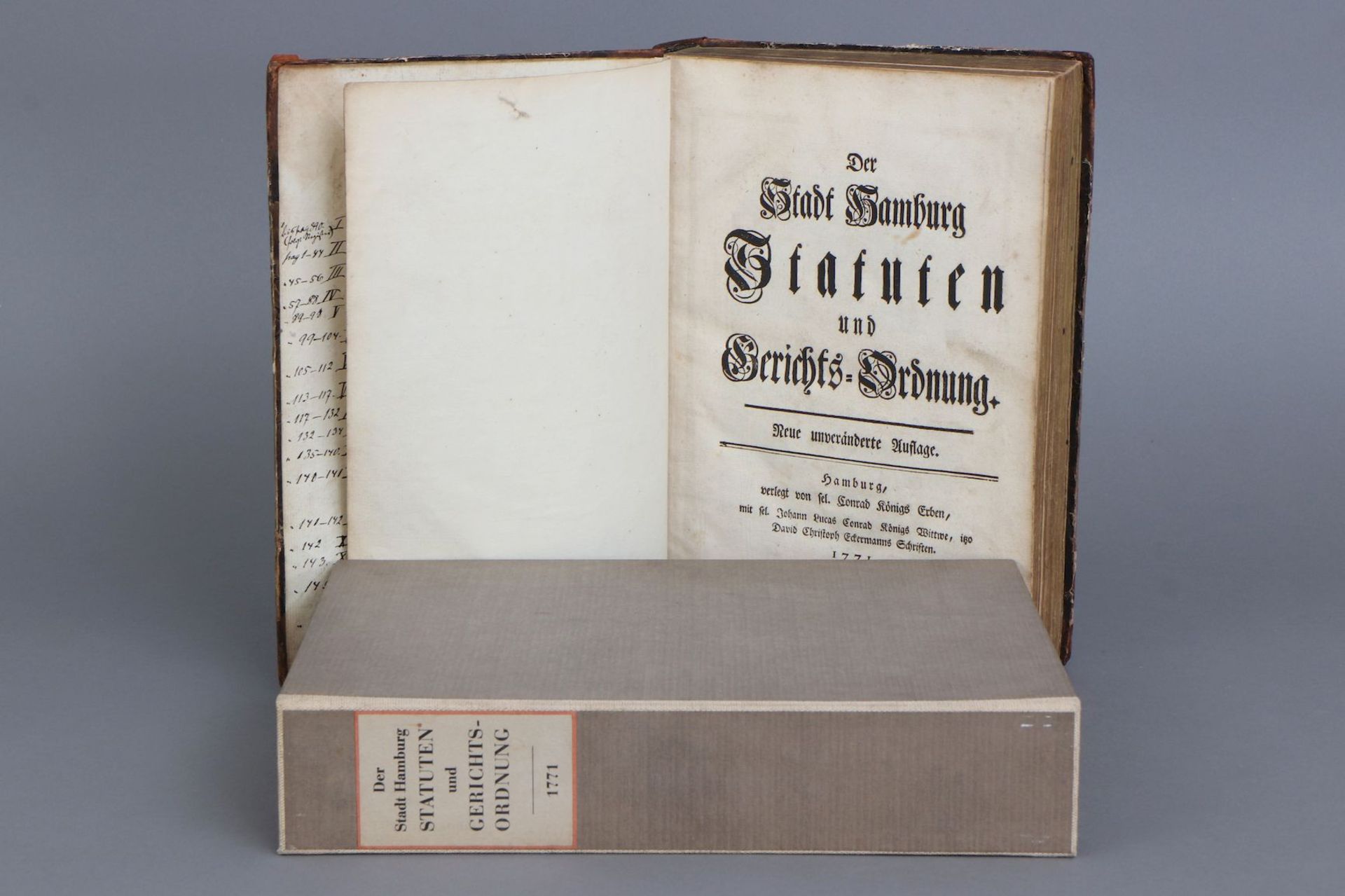 Buch ¨Der Stadt Hamburg Statuten und Gerichts-Ordnung¨, 1771