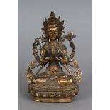 Tibetanische Bronzefigur ¨Avalokiteshvara (als Shadakshari Lokeshvara)¨