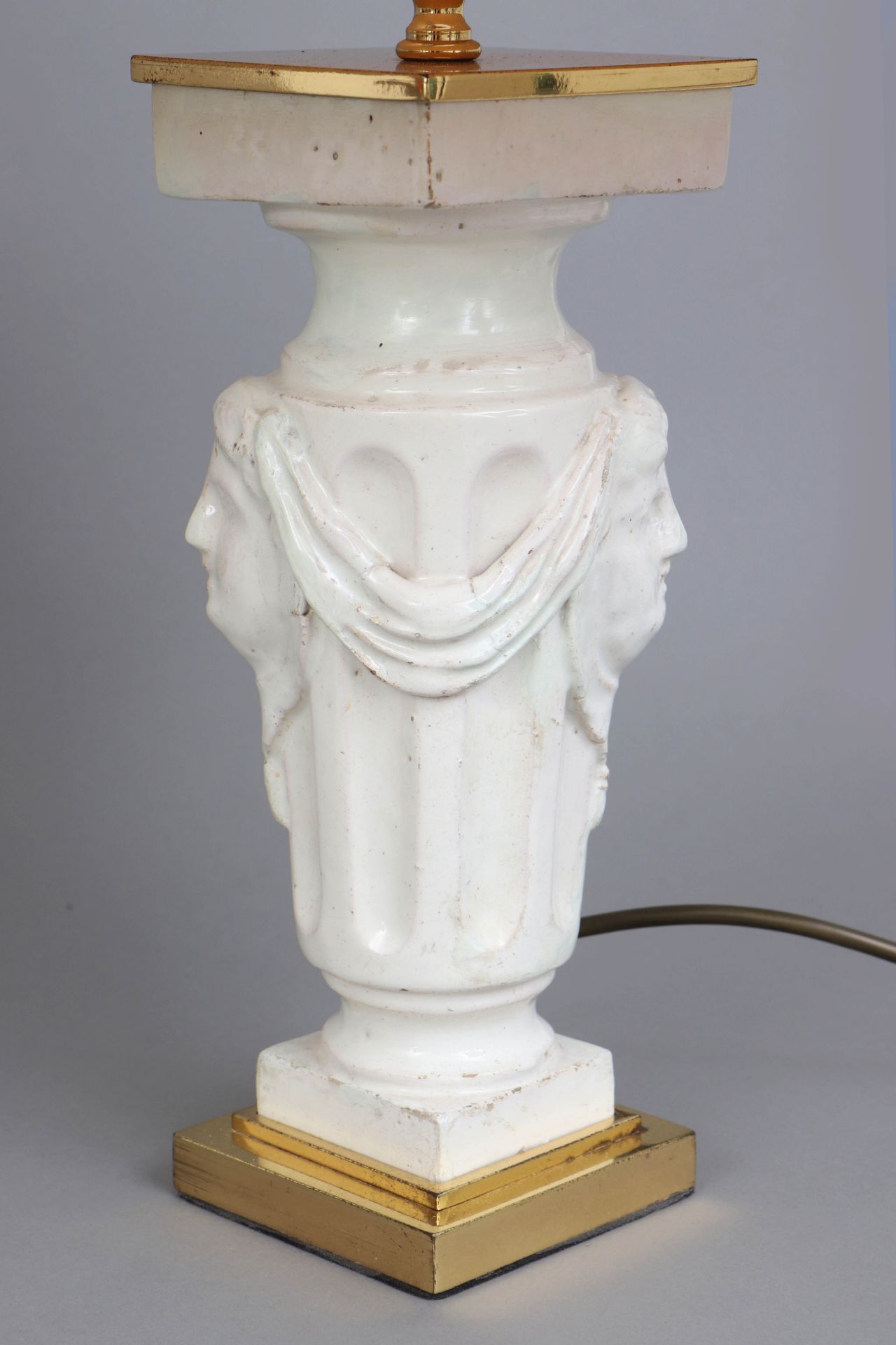 Paar Tischlampen mit Fayence Füßen in Säulenform - Image 2 of 2