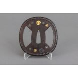 Japanische Eisen Tsuba (Stichblatt eines Katana-Schwertes) der Edo-Epoche