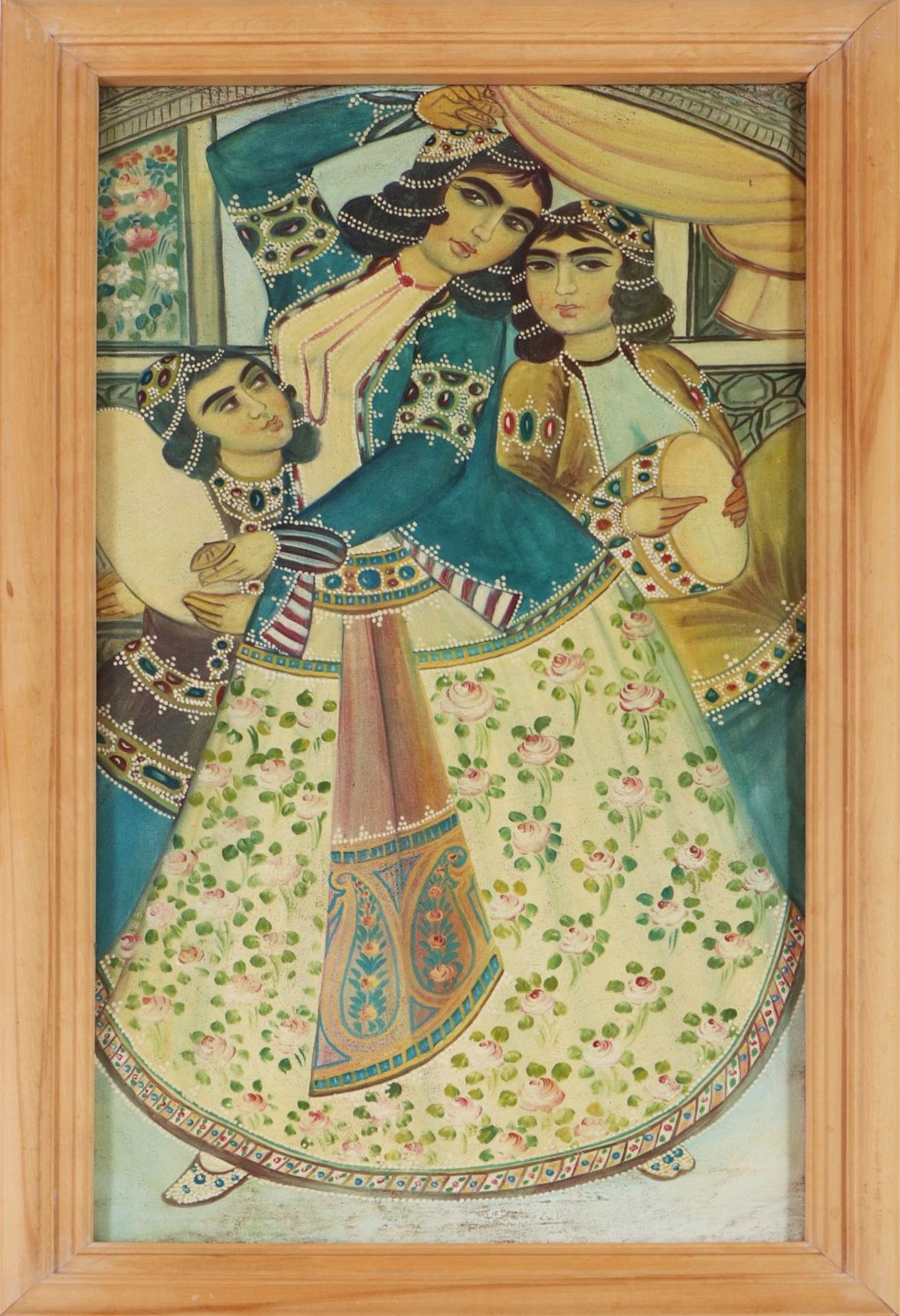 Persische Malerei ¨Tanzende Prinzessin und musizierende Hofdame¨