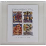 Friedensreich HUNDERTWASSER Briefmarkenentwürfe auf Silbertafel
