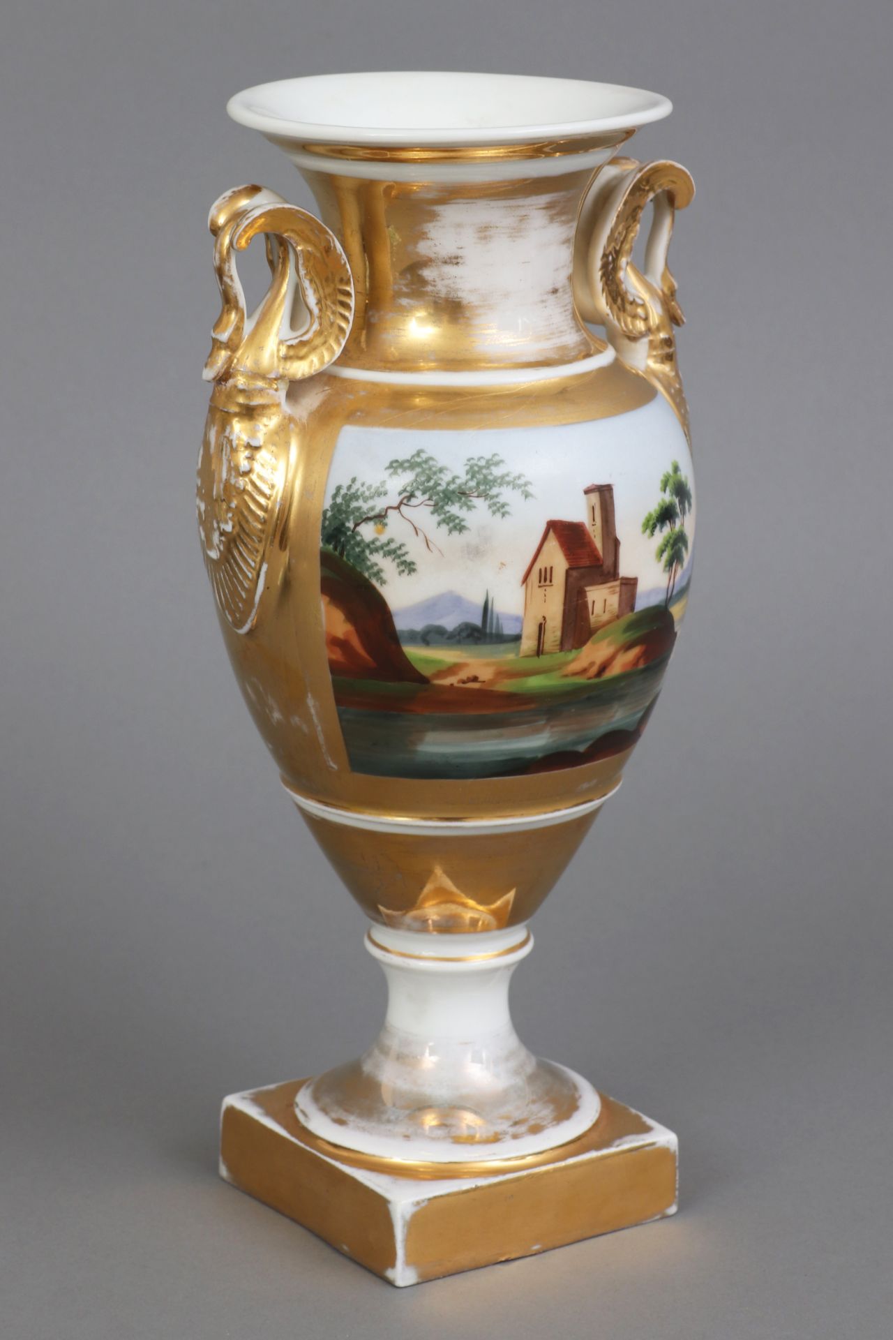 Porzellan Amphorenvase des Biedermeier