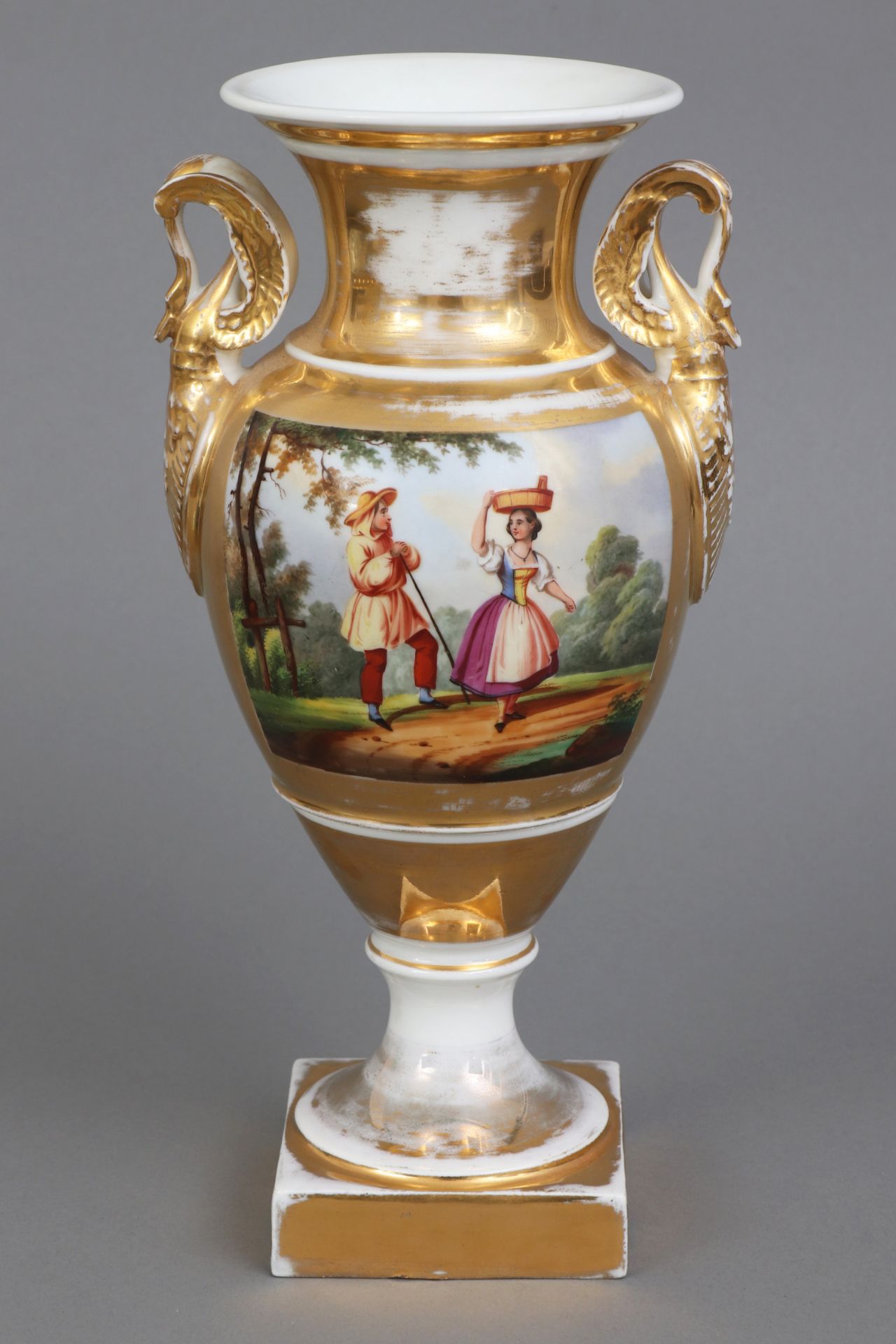 Porzellan Amphorenvase des Biedermeier - Bild 2 aus 4