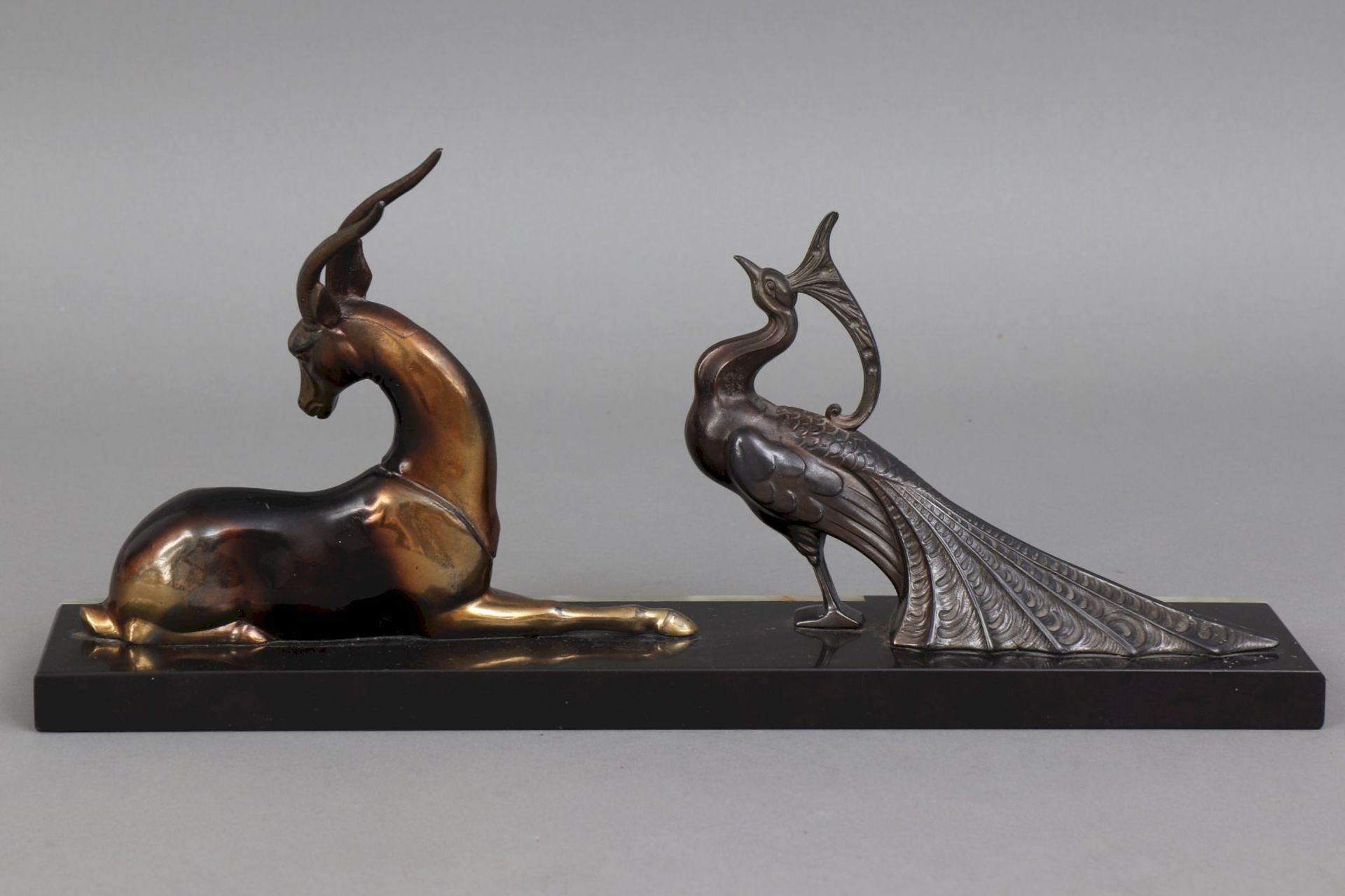 Art Deco Kaminfigur ¨Antilope und Pfau¨ - Image 2 of 4