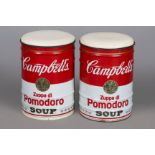 2 ANDY WARHOL (Hommage) Hocker ¨Campbell Tomato Soup¨
