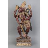 Indische Holzschnitzfigur der Gottheit Nandi (Reittier Shivas)