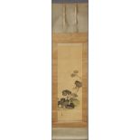 MAEKAWA BUNREI (1837-1917), japanisches Kakemono, ¨Vogel auf Kürbiszweig¨
