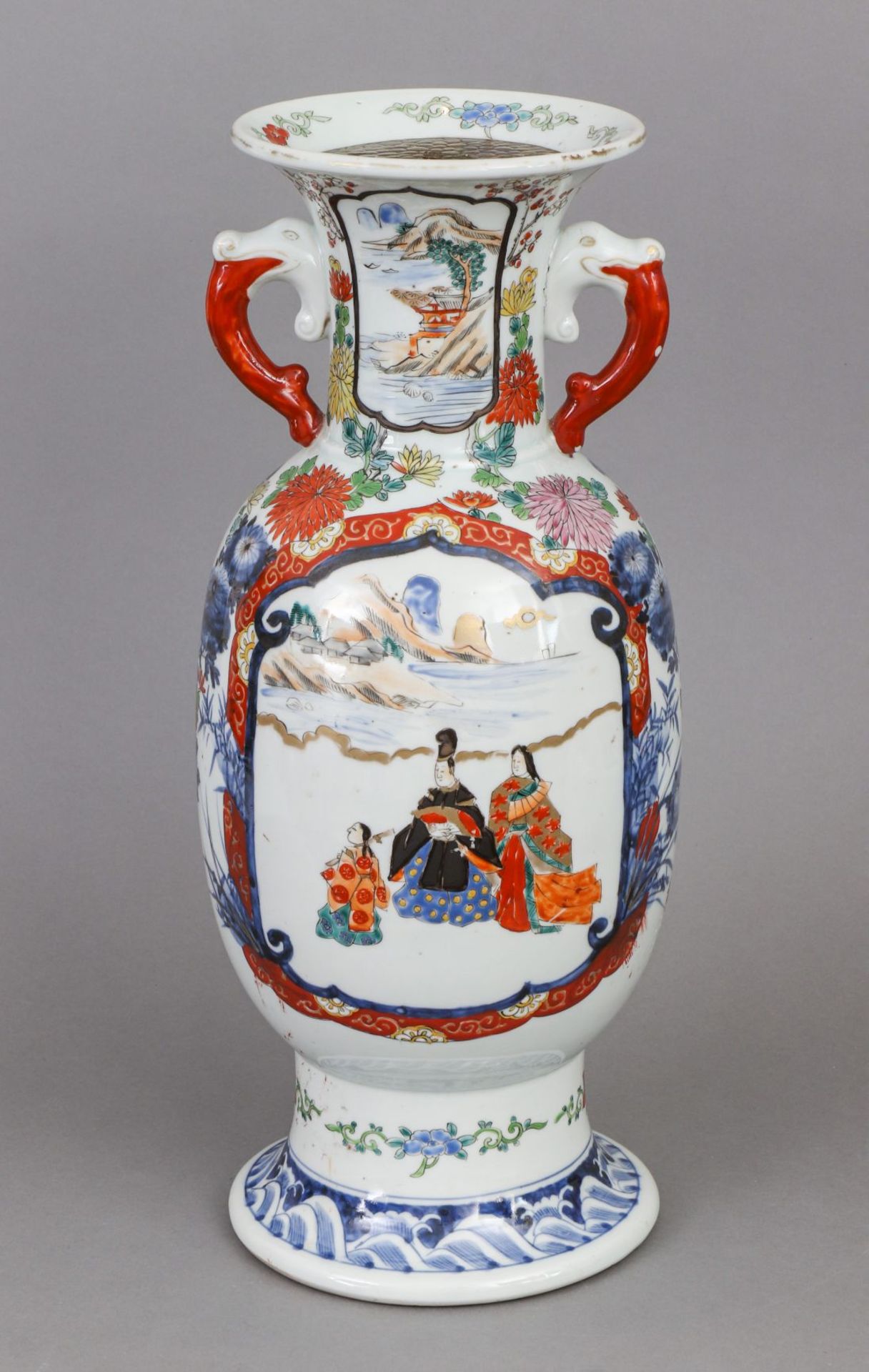 Japanische Porzellanvase mit Lampenmontur