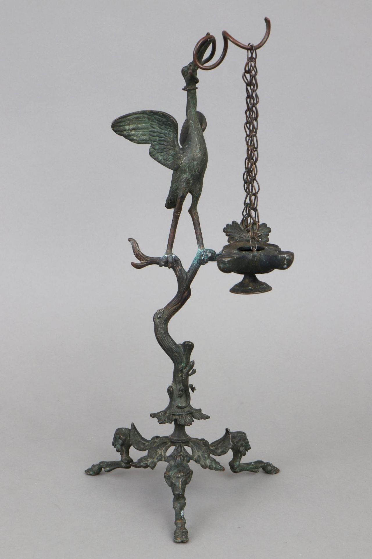 Bronze Öllampe des Historismus nach antikem Vorbild - Bild 2 aus 3