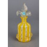 Murano Glasflacon mit gelb-weißen Fadeneinschmelzungen