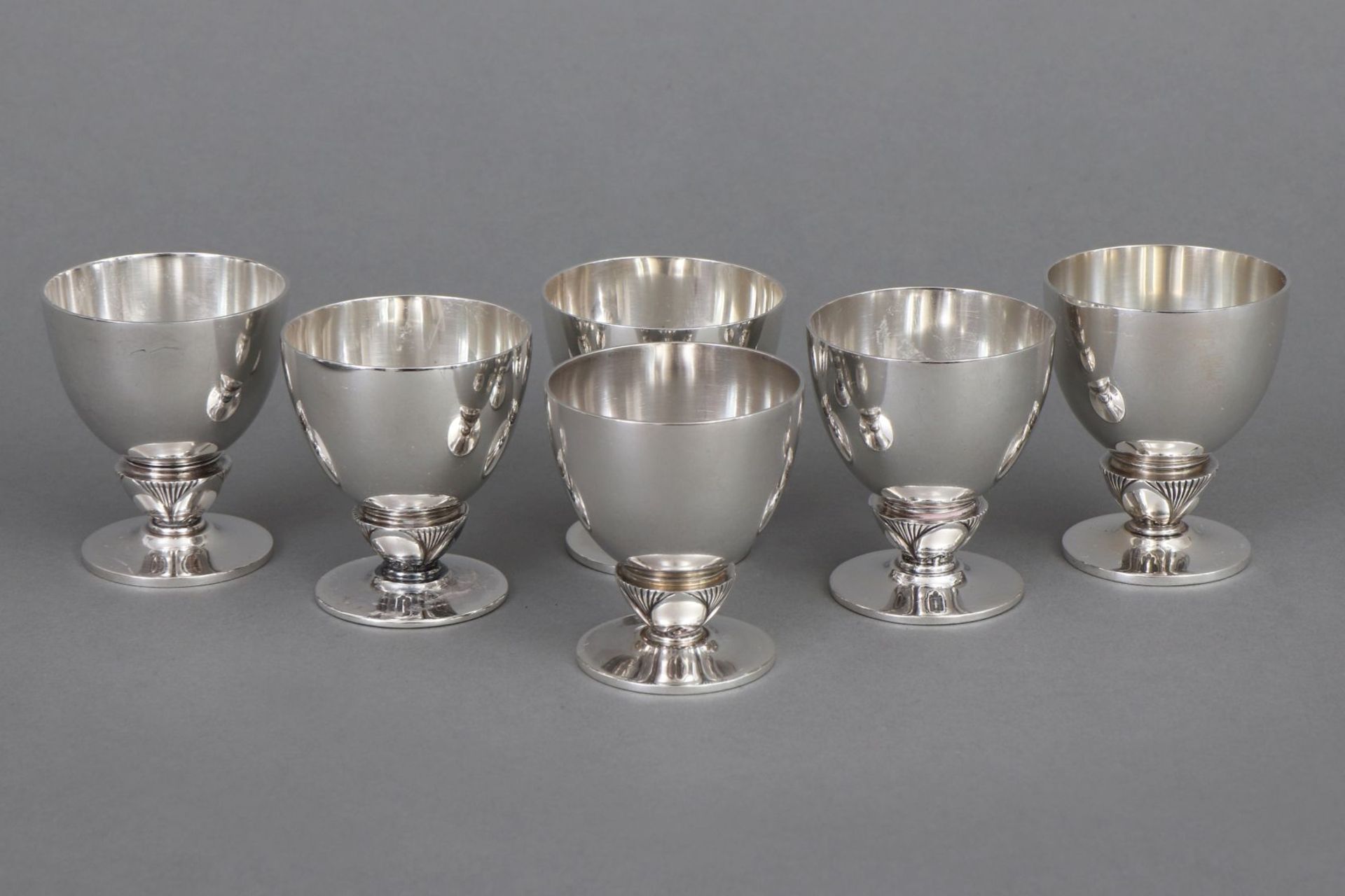 6 GEORG JENSEN (Denmark) Silber Eierbecher ¨Cactus¨