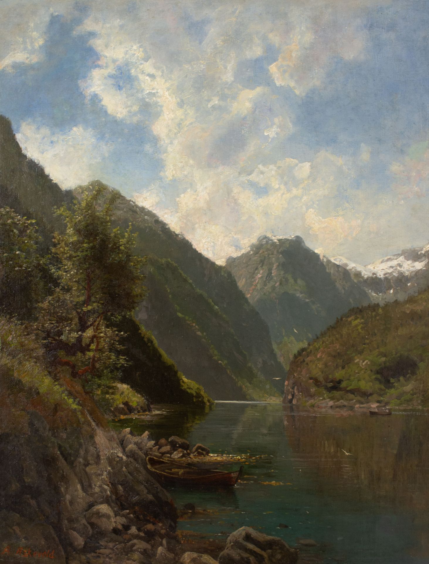Fjord mit Fischerboot