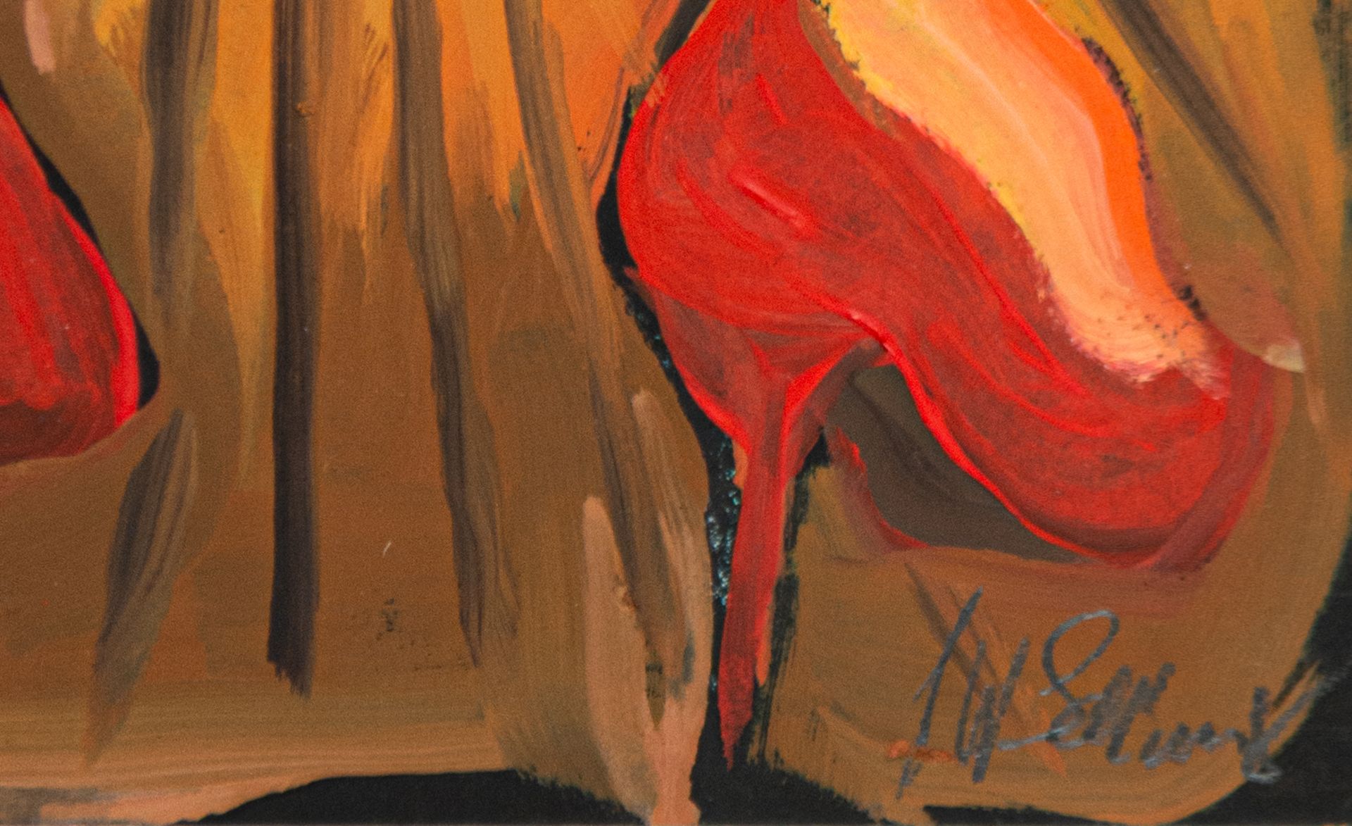 3-tlg. Konvolut, Akt mit roten High Heels, blauer Mann im Schneidersitz und Akt mit roten Schuhen vo - Bild 6 aus 6