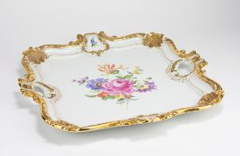 Meissen Prunk-Tablett mit Blumenbouquet