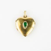 Herz-Medaillonanhänger mit Smaragd