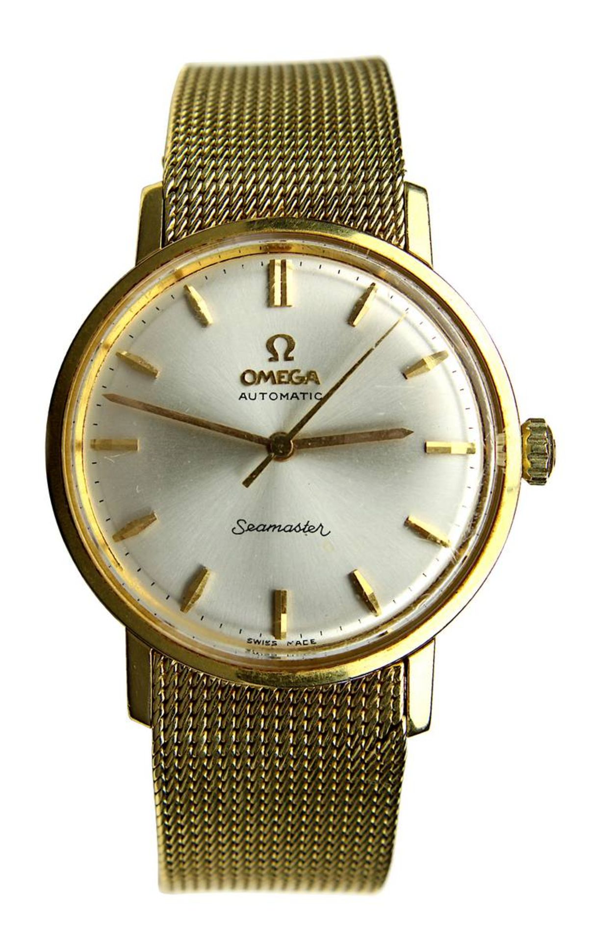 Omega Seamaster Goldene Herren-Armbanduhr, Automatic, 1960er Jahre, 750er Gelbgold, Gehäuse rücks.