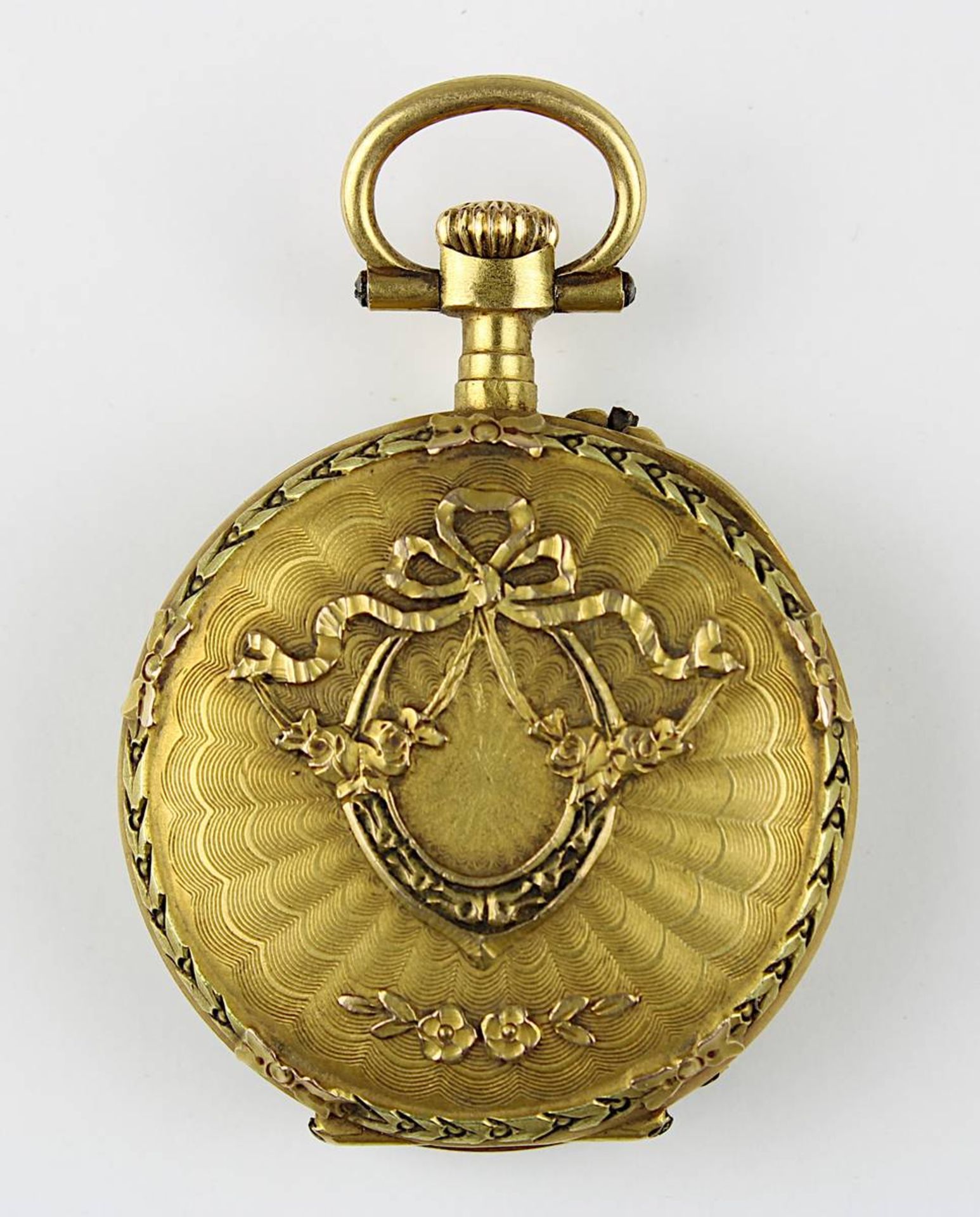 Kleine Gelbgold-Damentaschenuhr, Frankreich um 1890, 18-karätiges Zweideckel-Gelbgoldgehäuse, - Image 2 of 3