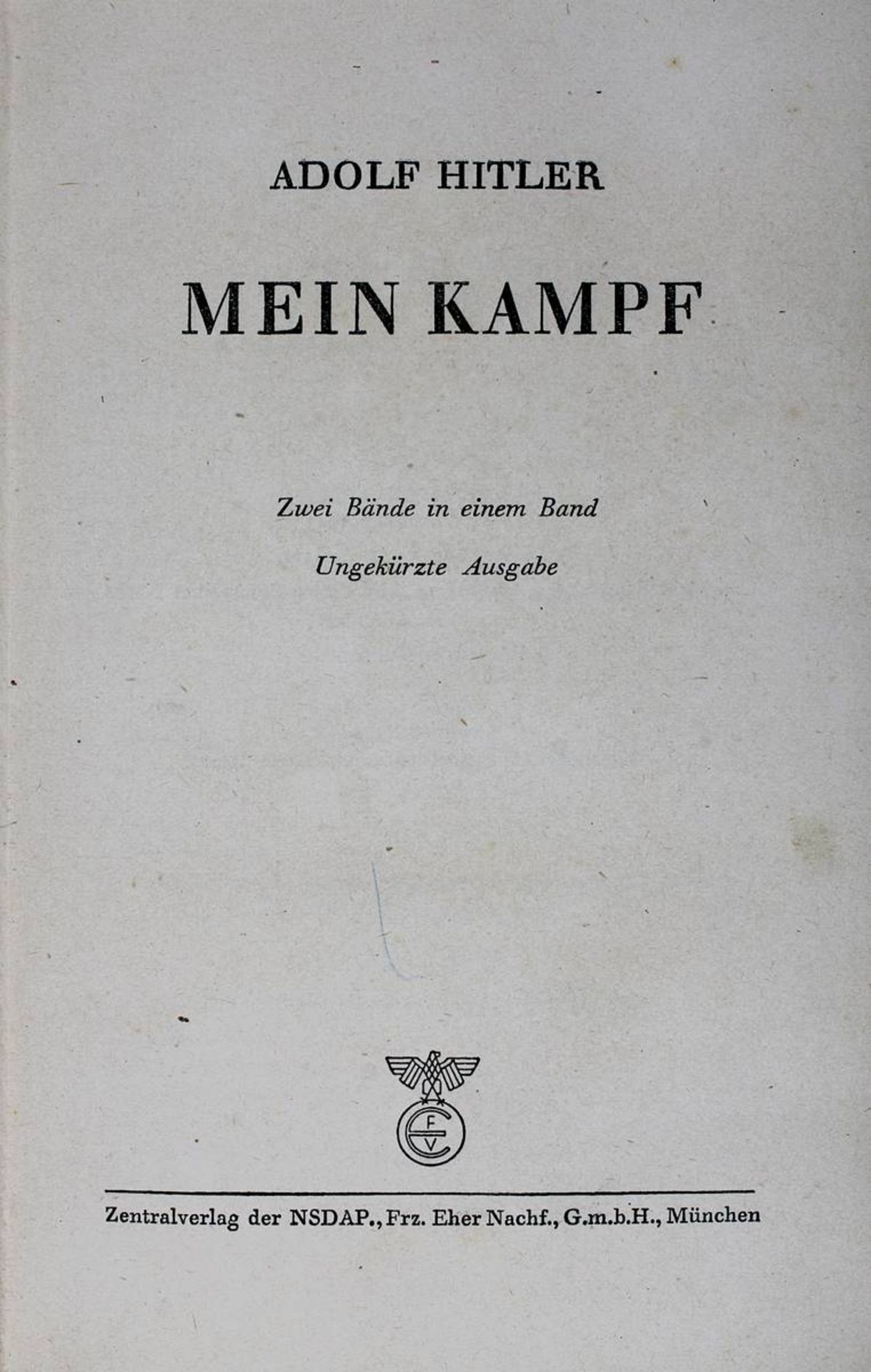 Hitler, Adolf, "Mein Kampf", zwei Bücher, jeweils zwei Bände in einem Band, Kriegsausgaben, als