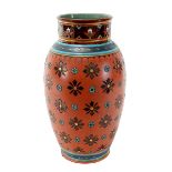 Villeroy & Boch Chromolith-Vase, Mettlach um 1888, Keramik, heller Scherben, Außenwandung mit