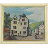 Dasbourg, Jacques, luxemburger Maler 1. H. 20. Jh., Straßenansicht in Vianden, mit Postbote, Öl