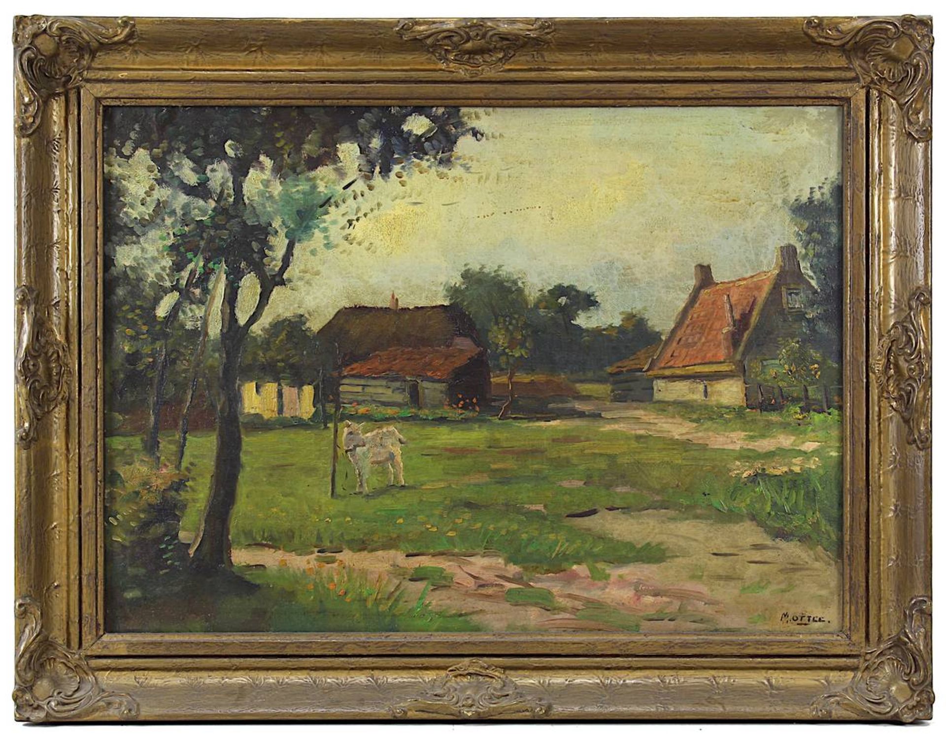 Ottee, Marc (1898-1982), Landschaft mit Gehöft und Ziege, Öl/Lwd., re. unt. signiert, 50,5 x 70,5