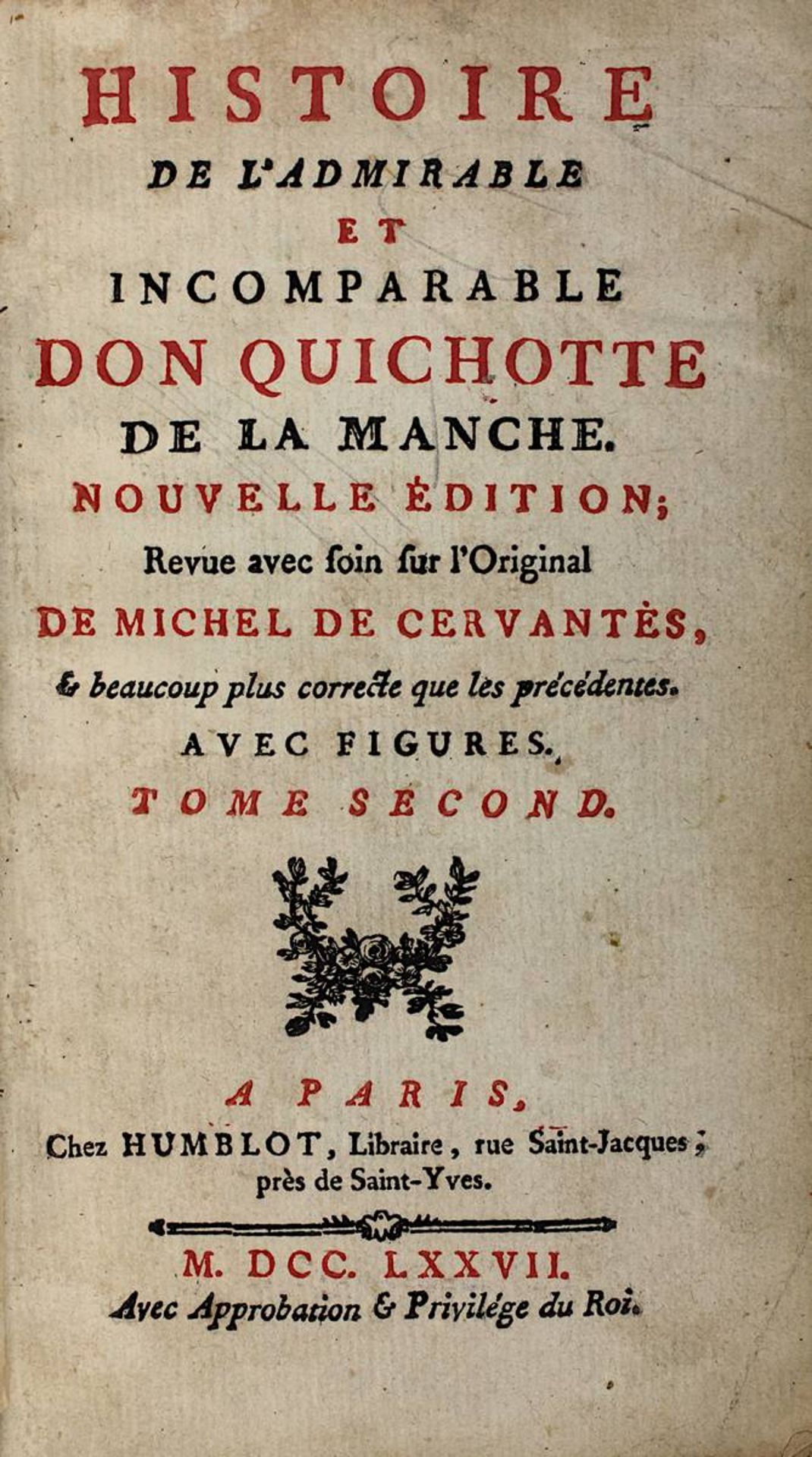 Cervantès de, Michel "Histoire de l´Admirable et Incomparable Don Quichotte de la Manche",