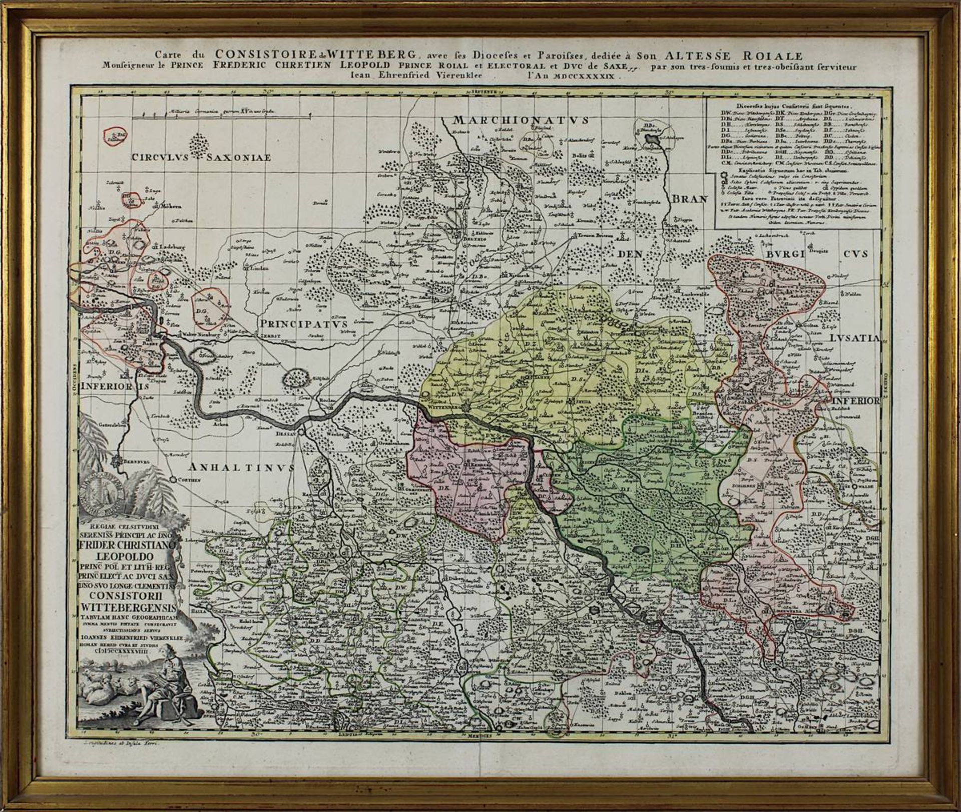 "Carte de Consistoire de Witteberg avec ses Dioceses et Paroisses ...", kolorierte