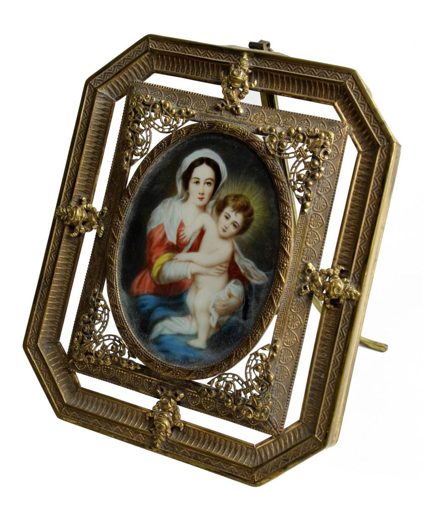 Miniatur, Anfang 20. Jh., Madonna mit dem Jesusknaben, nach dem Original von Bartolomé Esteban