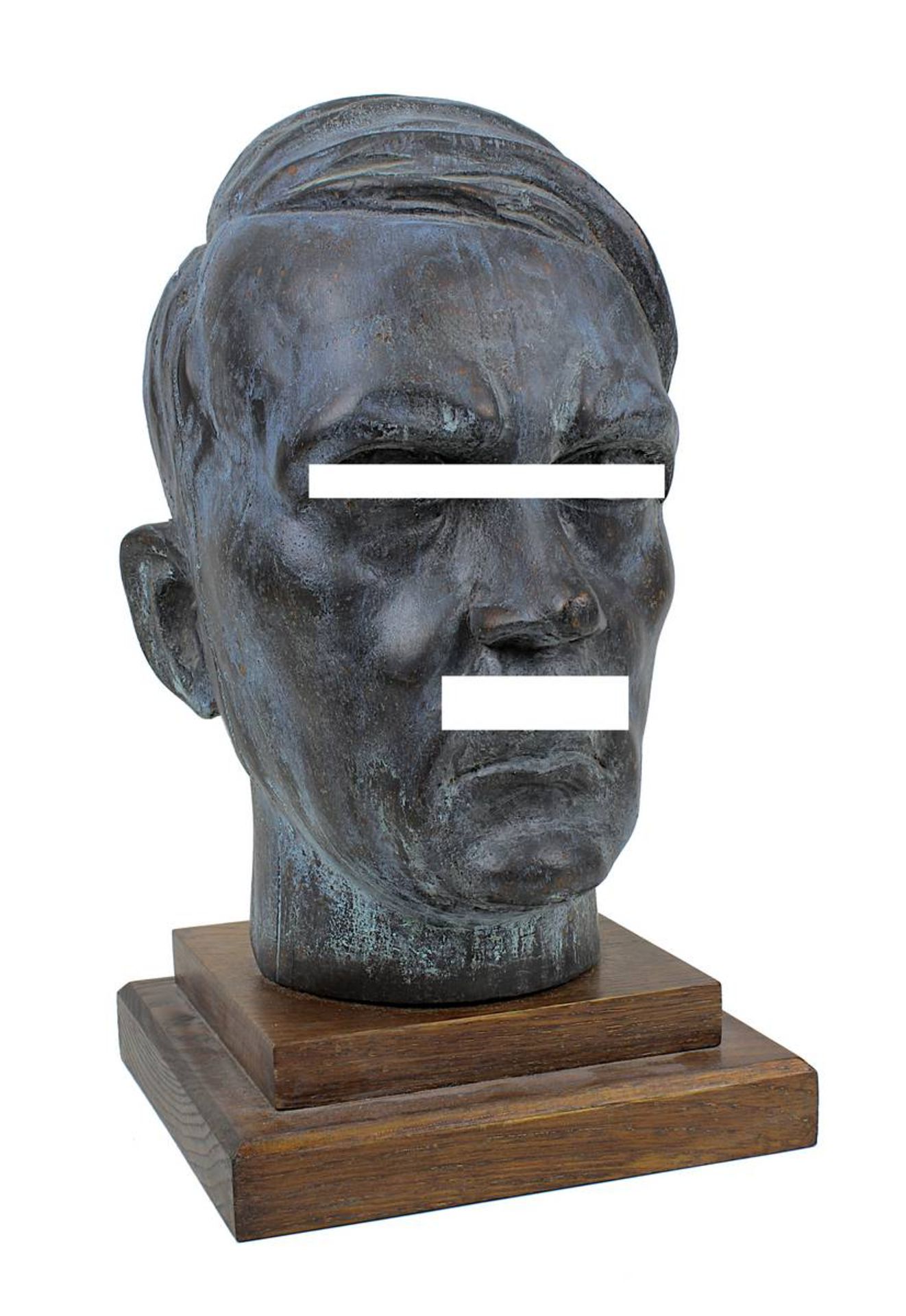 Holzbüste Adolf Hitlers, Deutsches Reich 1933-45, vollplastischer Kopf aus einem Stück Holz