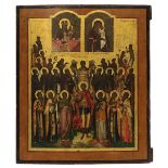 Heiligenikone, Zentral-Russland 1. H. 19. Jh., Tempera auf Holz, Darstellung des Heiligen Michael,