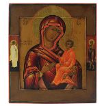 Ikone Gottesmutter von Tichwin, Zentral-Russland Mitte 19. Jh., Tempera auf Holz, leicht