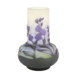 Gallé Miniatur-Jugendstil-Vase mit Dekor von Weidenröschen, Nancy 1904-06, matt geätzter