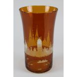 Rotter, Carl (Seitenberg 1895 - 1968 Lübeck), Glasvase mit Stadtsilhouette von Lübeck, Becherform,