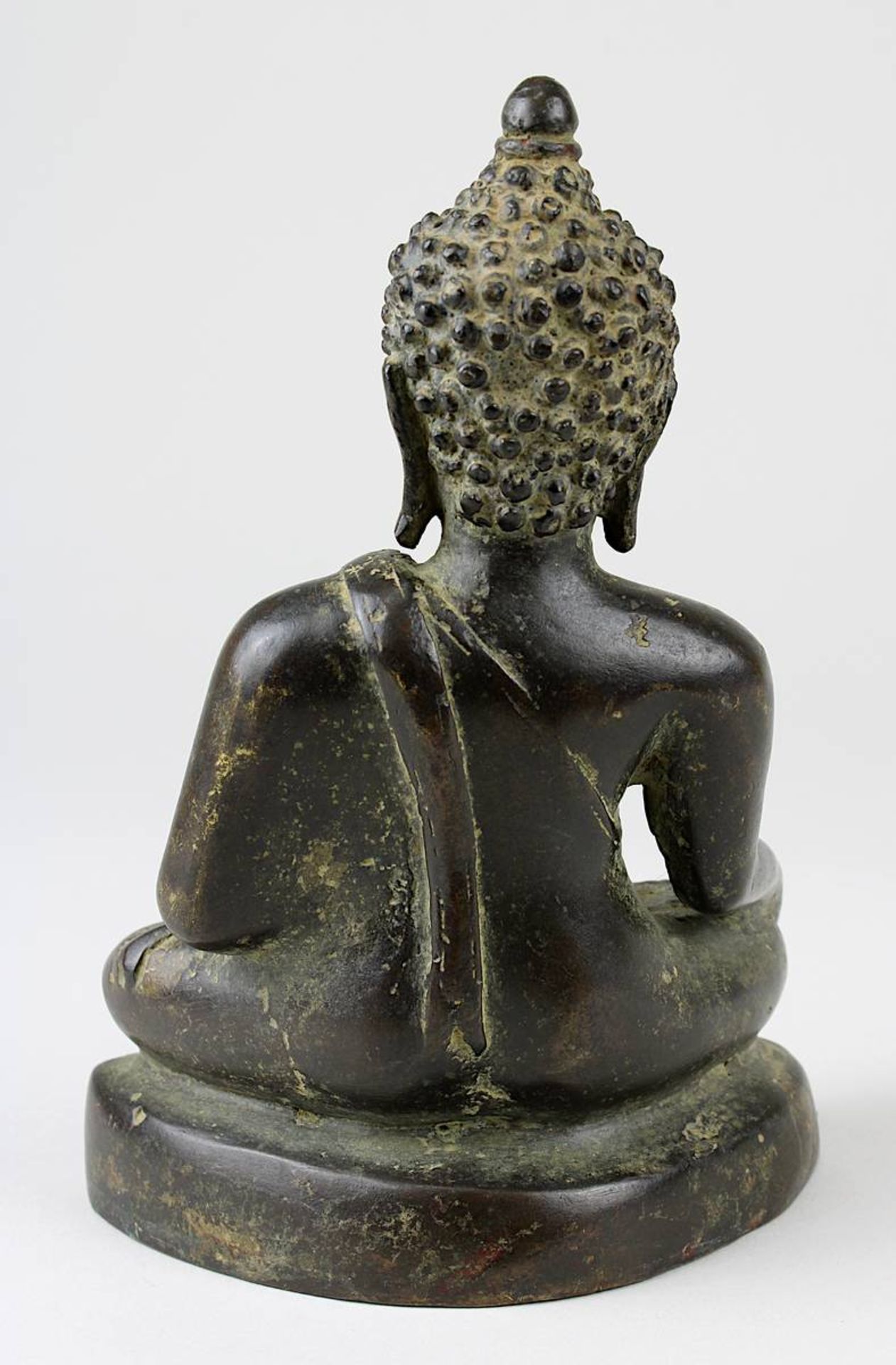 Bronze-Buddha, Siam 19. Jh., vollplastischer Buddha im Lotussitz, Höhe 14 cm, Breite 10 cm. 3027- - Bild 2 aus 3