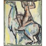 Gorius, Wolfgang (Hagen 1932 - 2003 Saarbrücken), Artistin zu Pferde, Öl auf Hartfaserplatte, 70 x