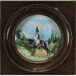 Diorama als Miniatur, Frankreich 19./20. Jh. "Grenadier à cheval de la garde impériale", Zinnfigur