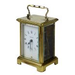 Bayard Reiseuhr mit 8-Tage-Werk, Frankreich um 1900, quaderförmiges Messinggehäuse, allseitig mit