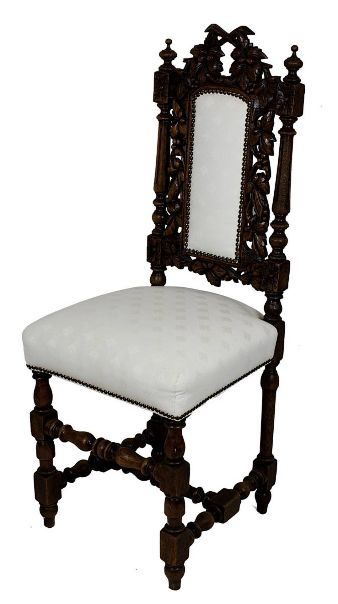 Sechs Stühle, Historismus um 1880, Eiche massiv, teils gedrechselt, teils beschnitzt, Lehnen mit - Image 2 of 2