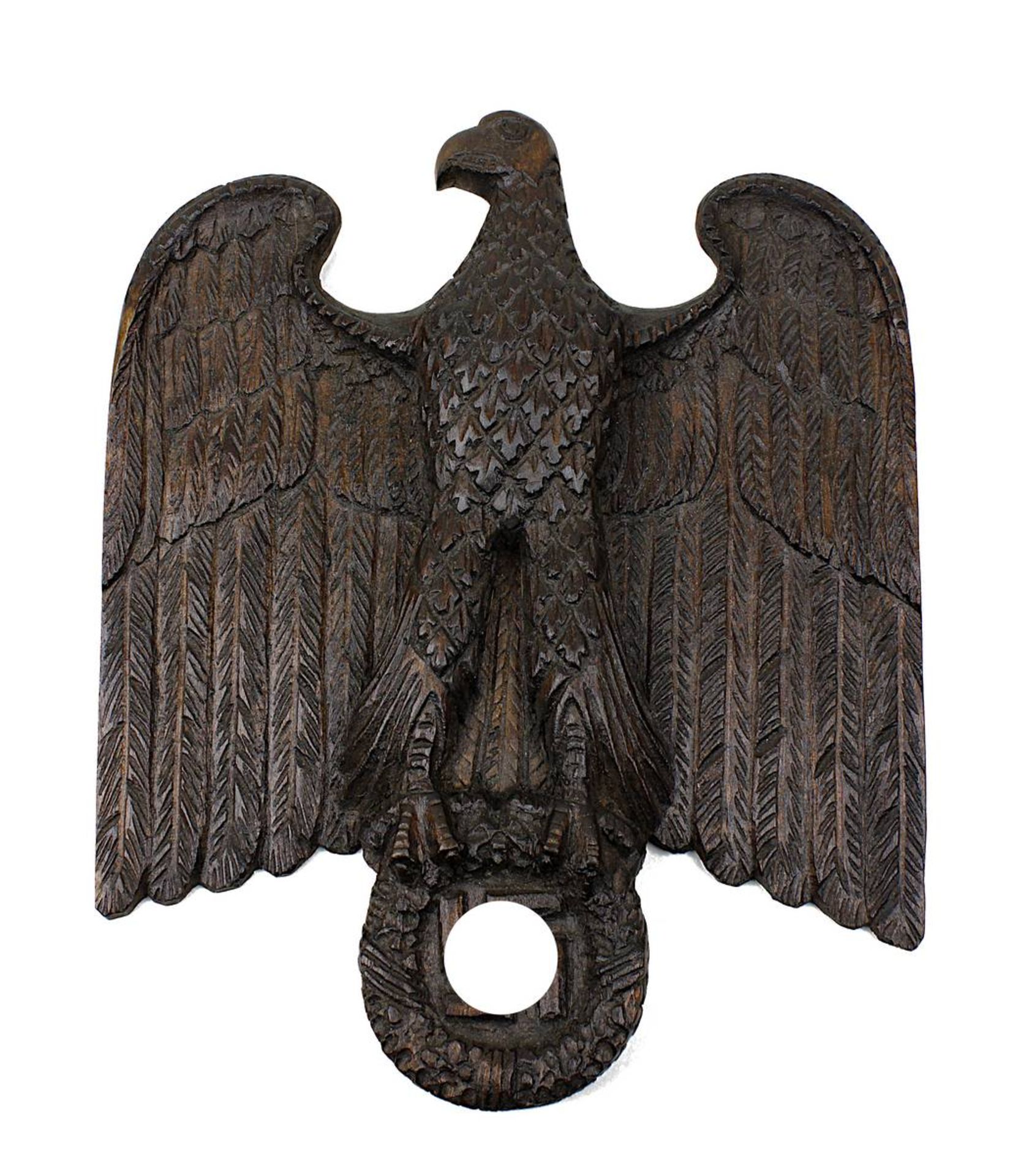 Adler aus Holz, Deutsches Reich 1933-45, aus einem Stück handgeschnitzt, Länge 24,5 cm, Breite 20
