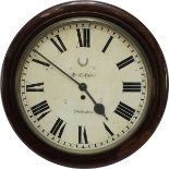 Dial clock, England um 1840, sog. Tavernenuhr, rundes Holzgehäuse, Werk läuft über Kette, Werk