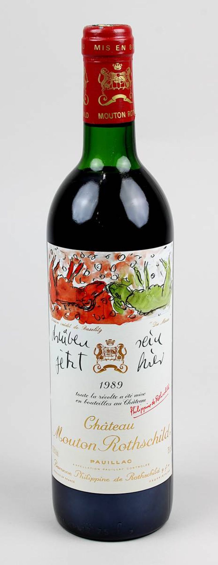 1 Flasche 1989 Château Mouton Rothschild, Pauillac, Baron Philippe de Rothschild, Künstleretikett