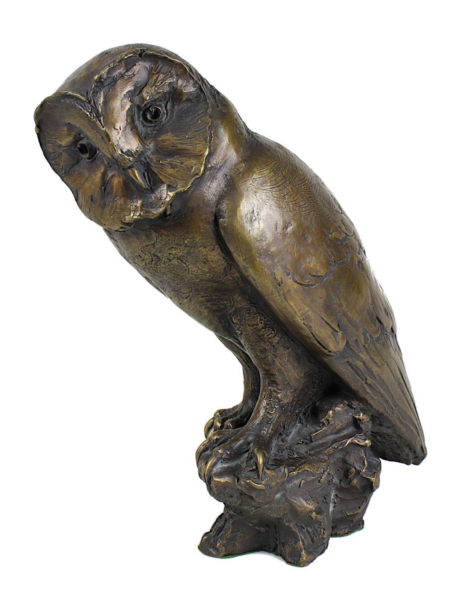 Schinzel, Erwin A. (Jägerndorf 1919 - 2018 Karlsruhe), Große Schleiereule aus Bronze, H 32 cm, B