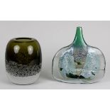 Eine Gral-Glasvase und eine Glasvase Isle of Wight, um 1990, Gral-Vase aus Deutschland, ovaler