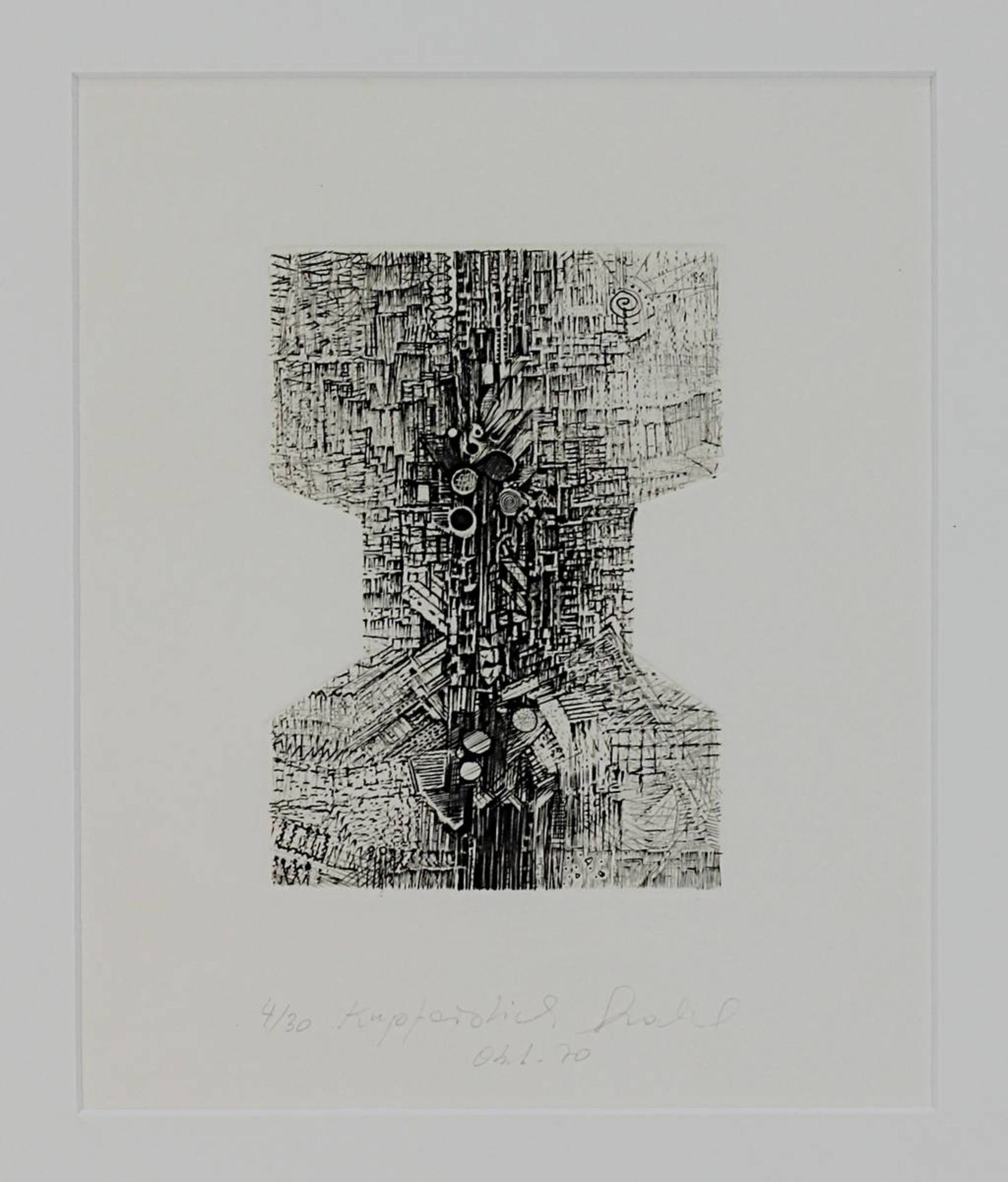 Vier Gaphiken saarländischer Künstler, 2.H.20.Jh.: Hans Dahlem (1928-2006), Ohne Titel, Radierung, - Bild 3 aus 9