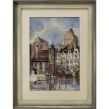 Kazimierz Bieronski (1899 Grebalów - 1970), "Gdansk - Rybi Rtnek", Danziger Fischmarkt, Aquarell,